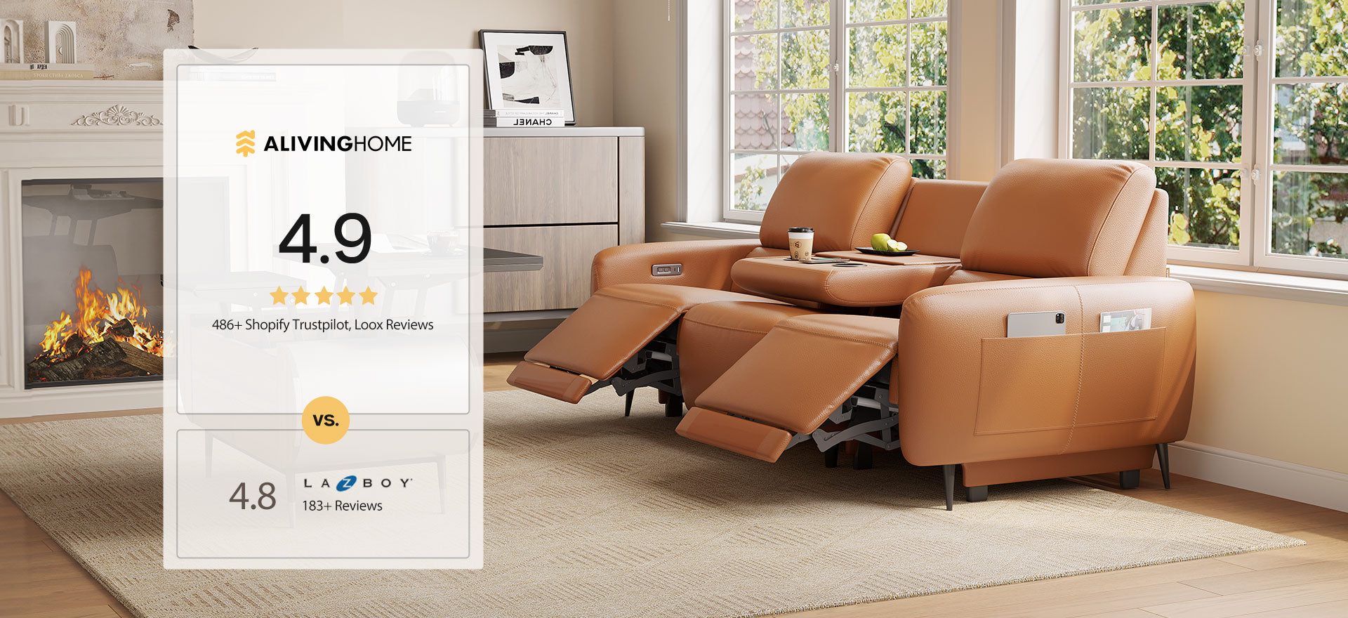 Alivng Home Recliner Sofa is Comparable to La-Z-Boy Reclining Sofa