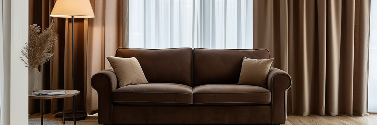 brown sofa curtains