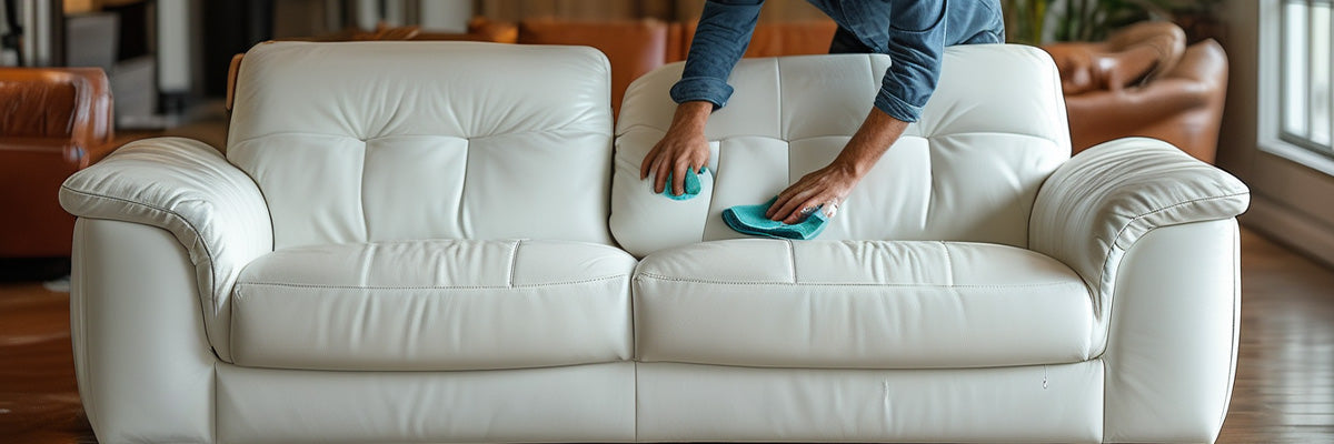 clean white leather couch