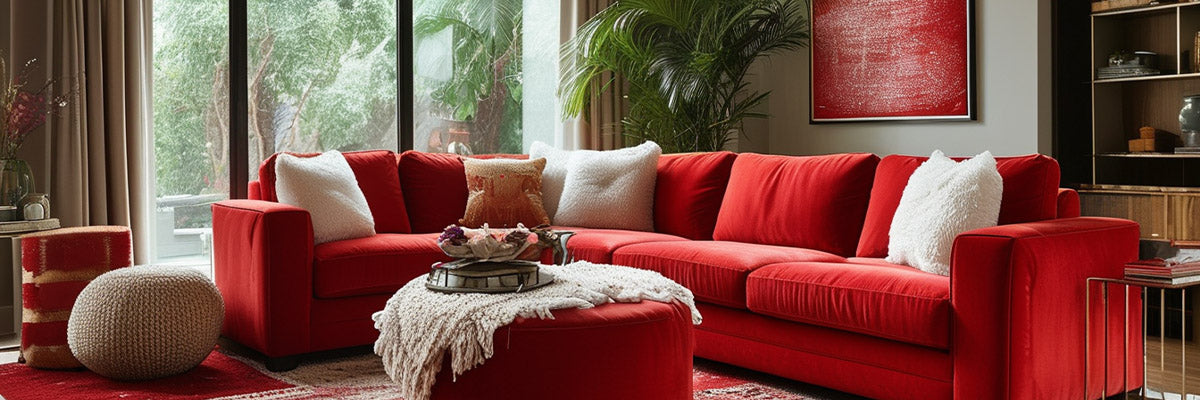 a red sofa