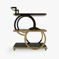 Eden Common Luxury Iron 3-Tier Coffee Rolling Gold Bar Cart with Handle & Wheels