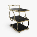Eden Common Luxury Iron 3-Tier Coffee Rolling Gold Bar Cart with Handle & Wheels