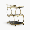 Eden Common Luxury Iron 3-Tier Coffee Rolling Gold Bar Cart with Handle & Wheels