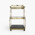 Eden Common Luxury Iron 3-Tier Coffee Rolling Gold Bar Cart with Handle & Wheels