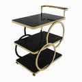 Eden Common Luxury Iron 3-Tier Coffee Rolling Gold Bar Cart with Handle & Wheels