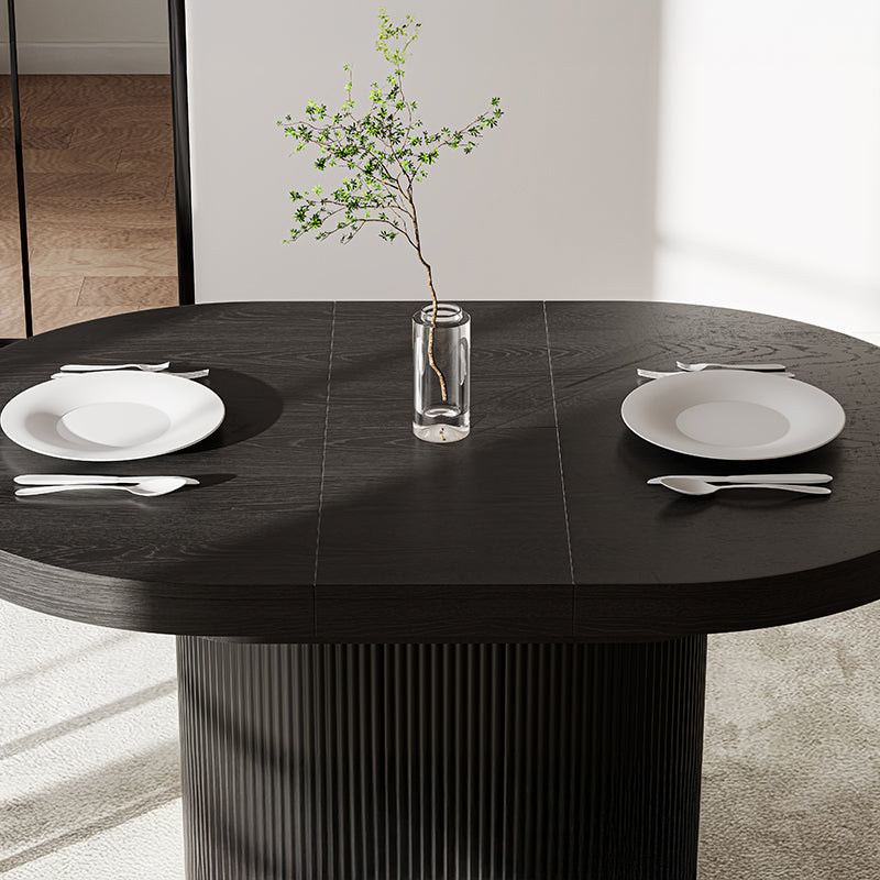 George Modern Oval & Round 2 - 4 Seater 43.3"-55.2" Extendable Wooden Black Dining Table for Small Spaces