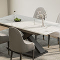 Thomas Modern Rectangular 55.2 Inch -70.9 Inch Extendable X Leg White Dining Table for 4-6 Seater