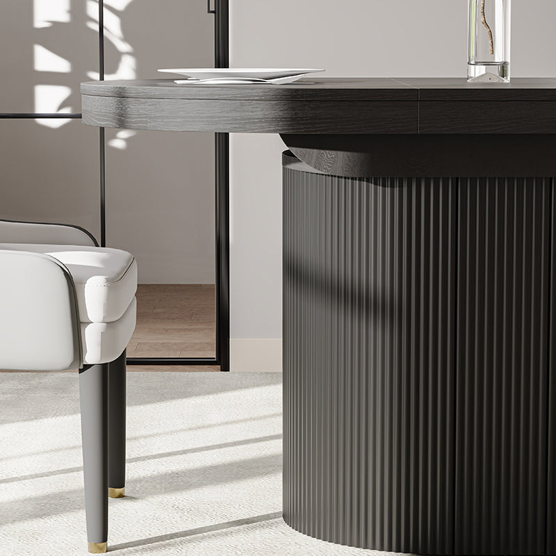 George Modern Oval & Round 2 - 4 Seater 43.3"-55.2" Extendable Wooden Black Dining Table for Small Spaces