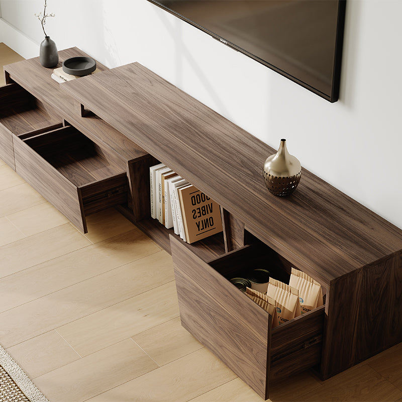 Miya Japandi Extendable TV Console with Storage and LED Lights