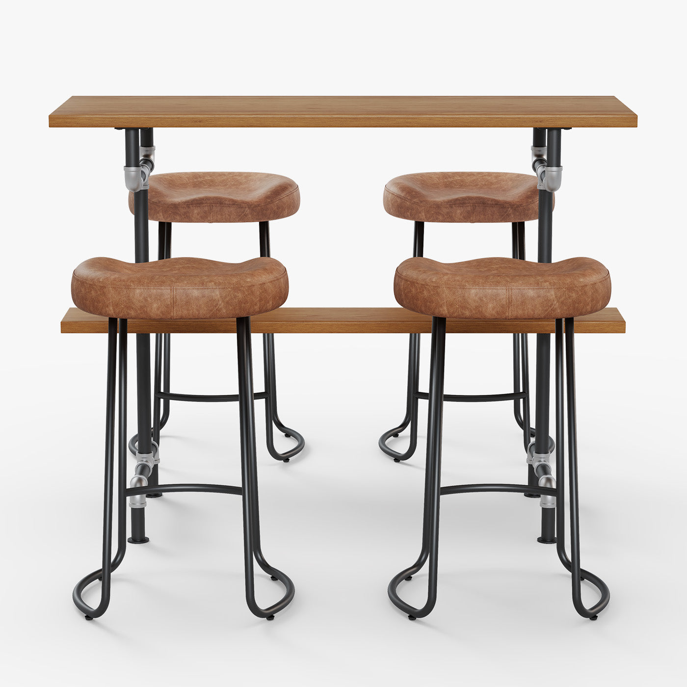 Smith Industrial 55.2 inch Dining Room Rectangle Wooden Bar Table Set for 4 with 4 Chairs for Kitchen