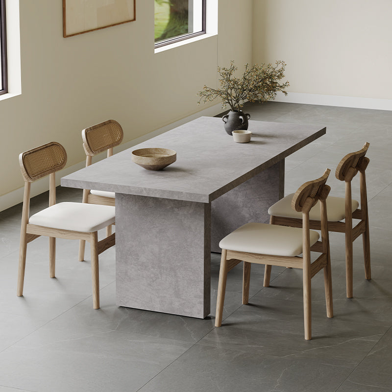 Todd Japandi Gray Wooden Rectangular 67" Double Pedestal Dining Table for 4-6 people