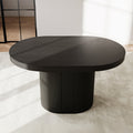 George Modern Oval & Round 2 - 4 Seater 43.3"-55.2" Extendable Wooden Black Dining Table for Small Spaces