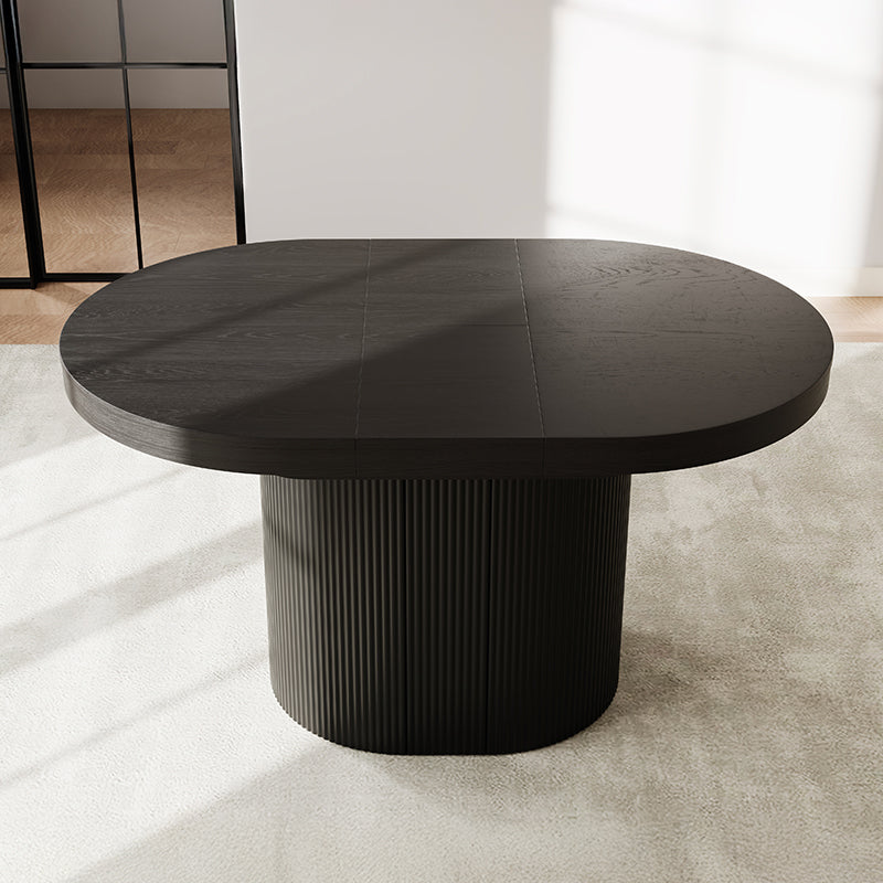 George Modern Oval & Round 2 - 4 Seater 43.3"-55.2" Extendable Wooden Black Dining Table for Small Spaces