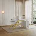 Sophie Common Luxury White Office Desk with Charging Station & Storage