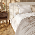 Miya Japandi Upholstered Sherpa Queen/King Platform Bed Frame with Thickness Headboard