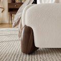 Miya Japandi Upholstered Sherpa Queen/King Platform Bed Frame with Thickness Headboard