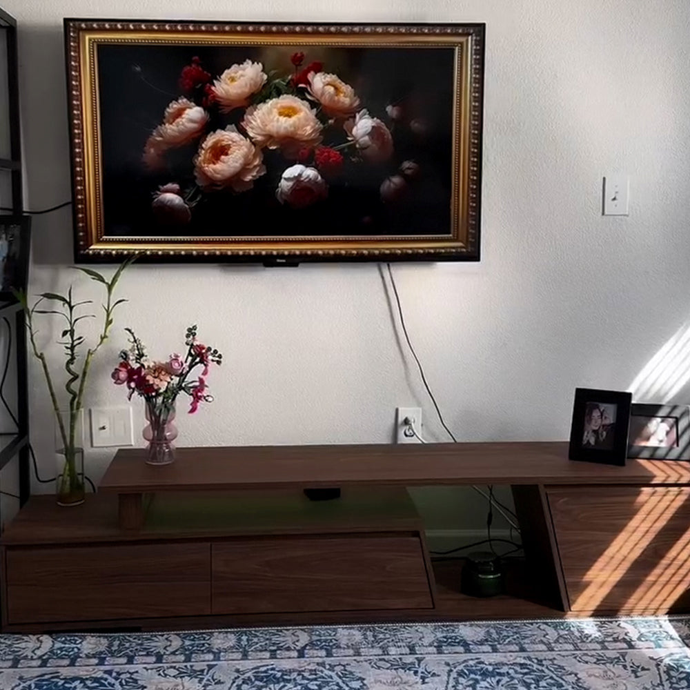Miya Japandi Extendable TV Console with Storage and LED Lights