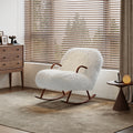 Miya Japandi White Plush Nursery Rocking Chair with Home Living  Accents