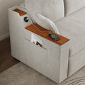 Miya Japandi Convertible Sleeper Sofa Trundle Bed Futon with Storage & USB Port
