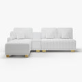 Eden Common Luxury White L Shaped PU Leather Modular Couch with Storage and Ottoman