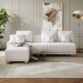 Eden Common Luxury White L Shaped PU Leather Modular Couch with Storage and Ottoman