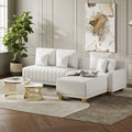 Eden Common Luxury White L Shaped PU Leather Modular Couch with Storage and Ottoman