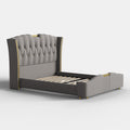 Sophie Common Luxury Tufted Grey Upholstered Wingback Platform Bed Frame Queen with Headboard