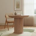 Miya Japandi 35.5" Small Round Wooden Dining Table for 2 with Pedestal Base