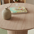 Miya Japandi 35.5" Small Round Wooden Dining Table for 2 with Pedestal Base