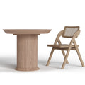 Miya Japandi 35.5" Small Round Wooden Dining Table for 2 with Pedestal Base