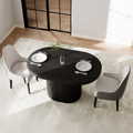 George Modern Oval & Round 2 - 4 Seater 43.3"-55.2" Extendable Wooden Black Dining Table for Small Spaces
