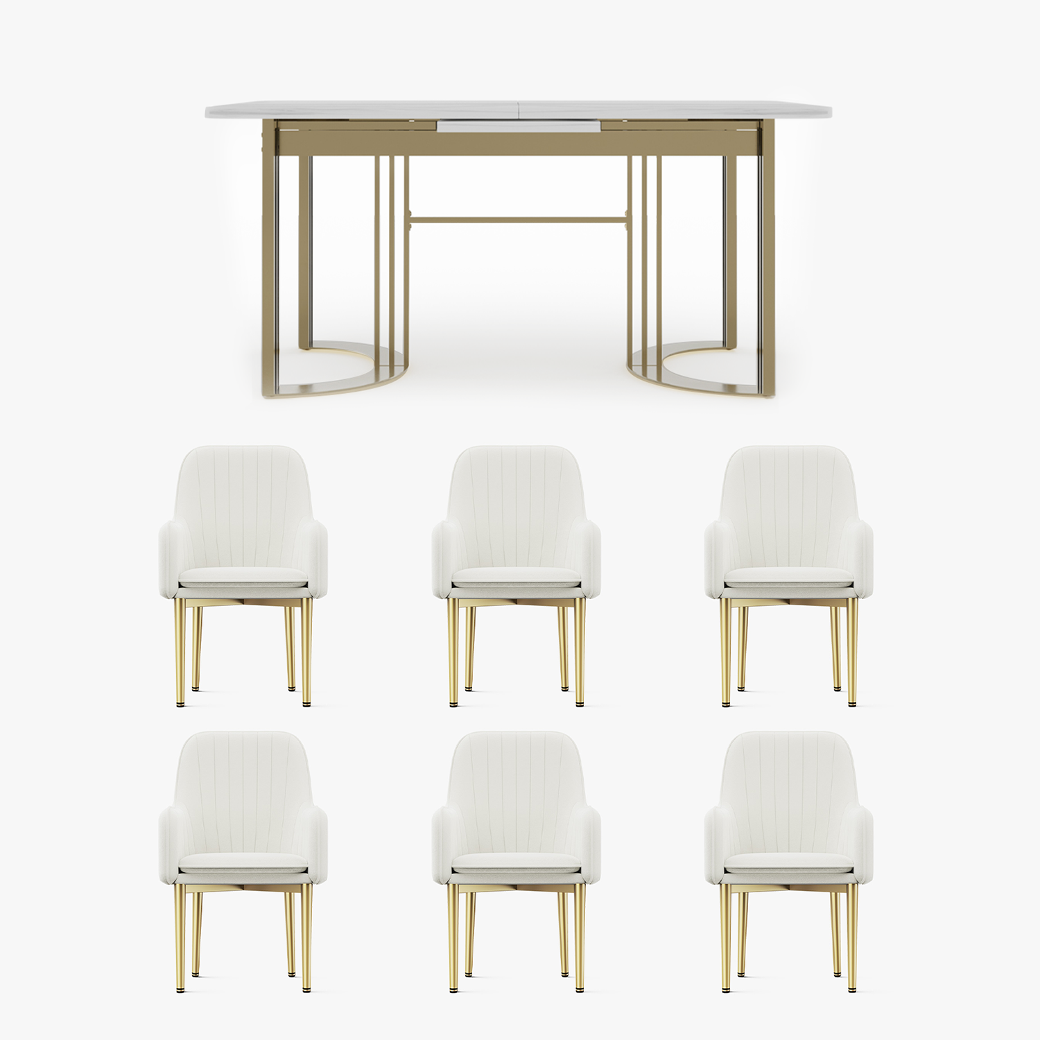 Eden Common Luxury 63" -78.7" Rectangle Extendable Self Storage Dining Room Tables Set with 6 Chairs