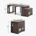 George Modern 23.6-70.9" Wooden Extendable 2 / 4 / 6 Seat Rectangle Dining Room Table Sideboard with Storage Removable Leaf for Small Apartment