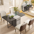 Jackson Modern White & Black 17.7"-53.6" Small Rectangle 4-6 Seater Folding Dining Room Table with Storage on Wheels