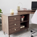 Miya Japandi Walnut Modern Home Office Desk with Drawers Multi-Functional Storage