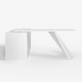 George Modern Home Office White Large L Shaped Executive Desk with Drawers & Cabinet