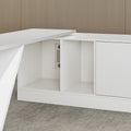 George Modern Home Office White Large L Shaped Executive Desk with Drawers & Cabinet
