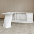 George Modern Home Office White Large L Shaped Executive Desk with Drawers & Cabinet