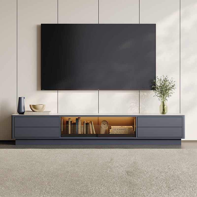 Thomas Modern LED Lights Dark Gray TV Stand with Drawers