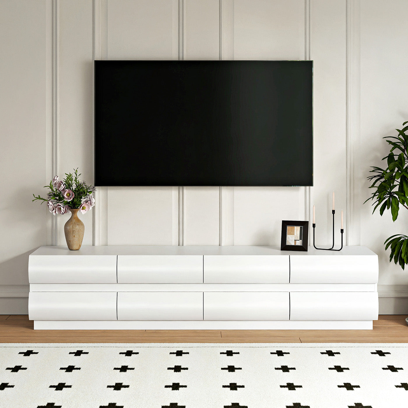 Kelly Nordic 79.2" TV Stand & TV Cabinet with 8 Drawers