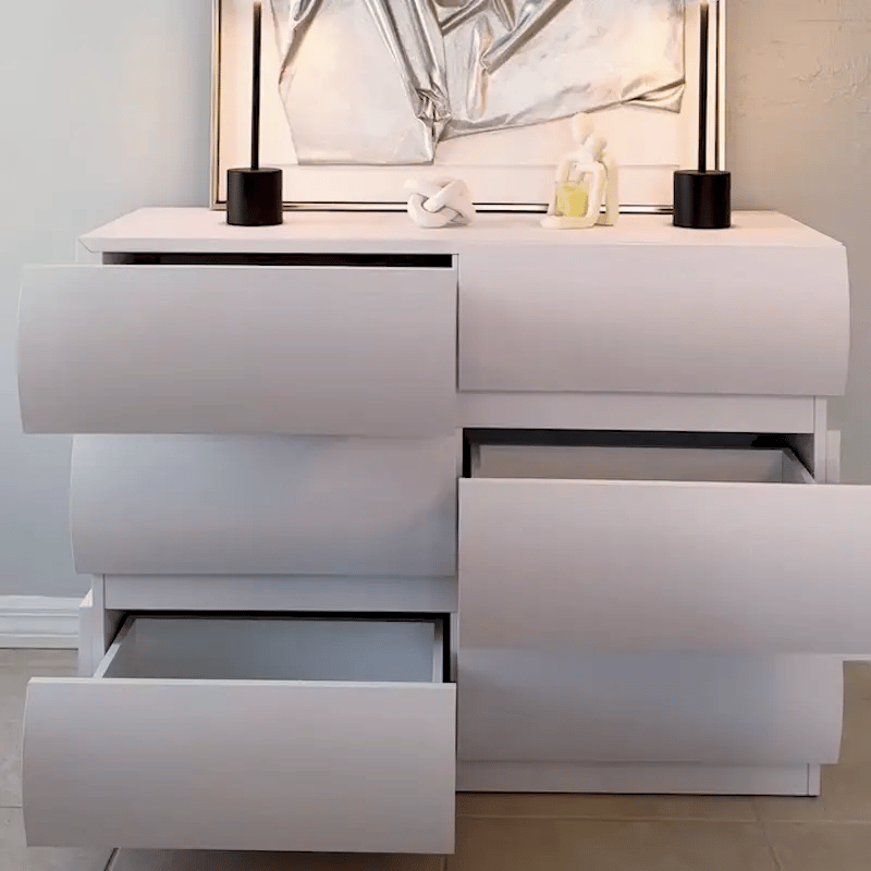 Kelly Nordic Small Space Dresser with Rounded-Front Drawers for Bedroom