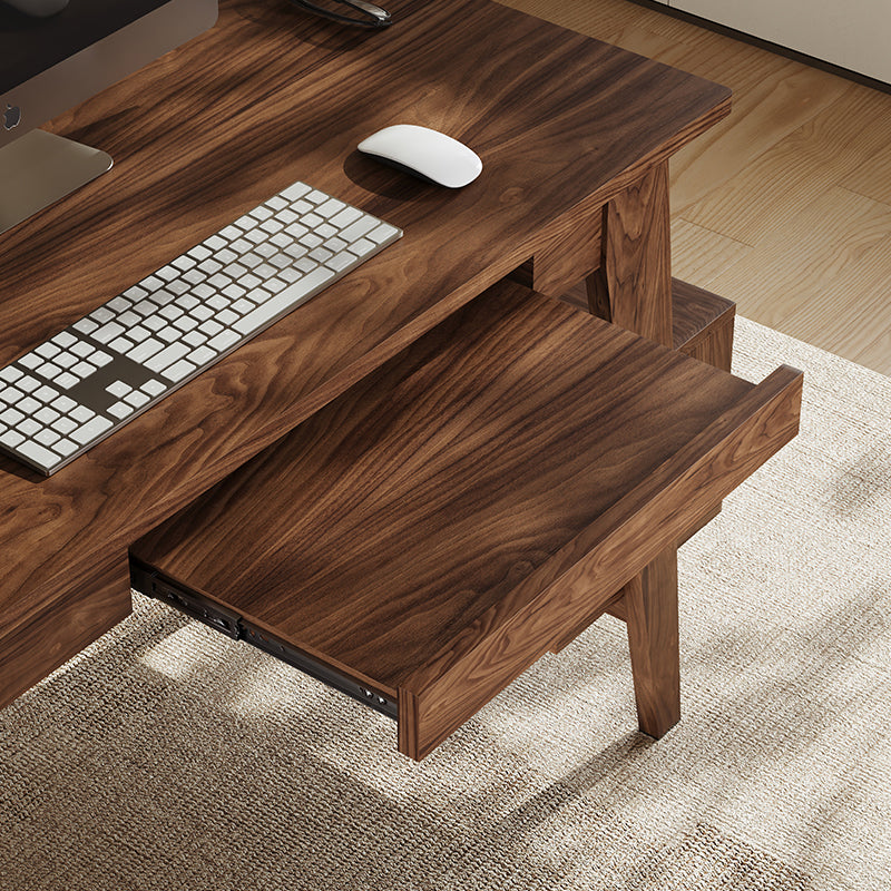 Miya Japandi Walnut Modern Home Office Desk with Drawers Multi-Functional Storage
