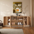 Todd Japandi Light Brown Wood 59.1" Kitchen Sideboard Buffet Cabinet with Storage