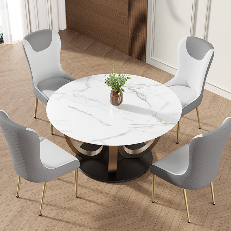 Sophie Common Luxury White Dining Room Chair Leather with Gray High Back