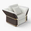 Cassandra Common Luxury Brown & White Modern PU Leather Club Armchair for Living Room