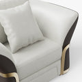Cassandra Common Luxury Brown & White Modern PU Leather Club Armchair for Living Room