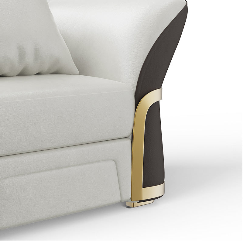 Cassandra Common Luxury Brown & White Modern PU Leather Club Armchair for Living Room