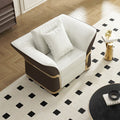 Cassandra Common Luxury Brown & White Modern PU Leather Club Armchair for Living Room
