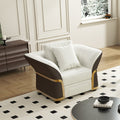 Cassandra Common Luxury Brown & White Modern PU Leather Club Armchair for Living Room