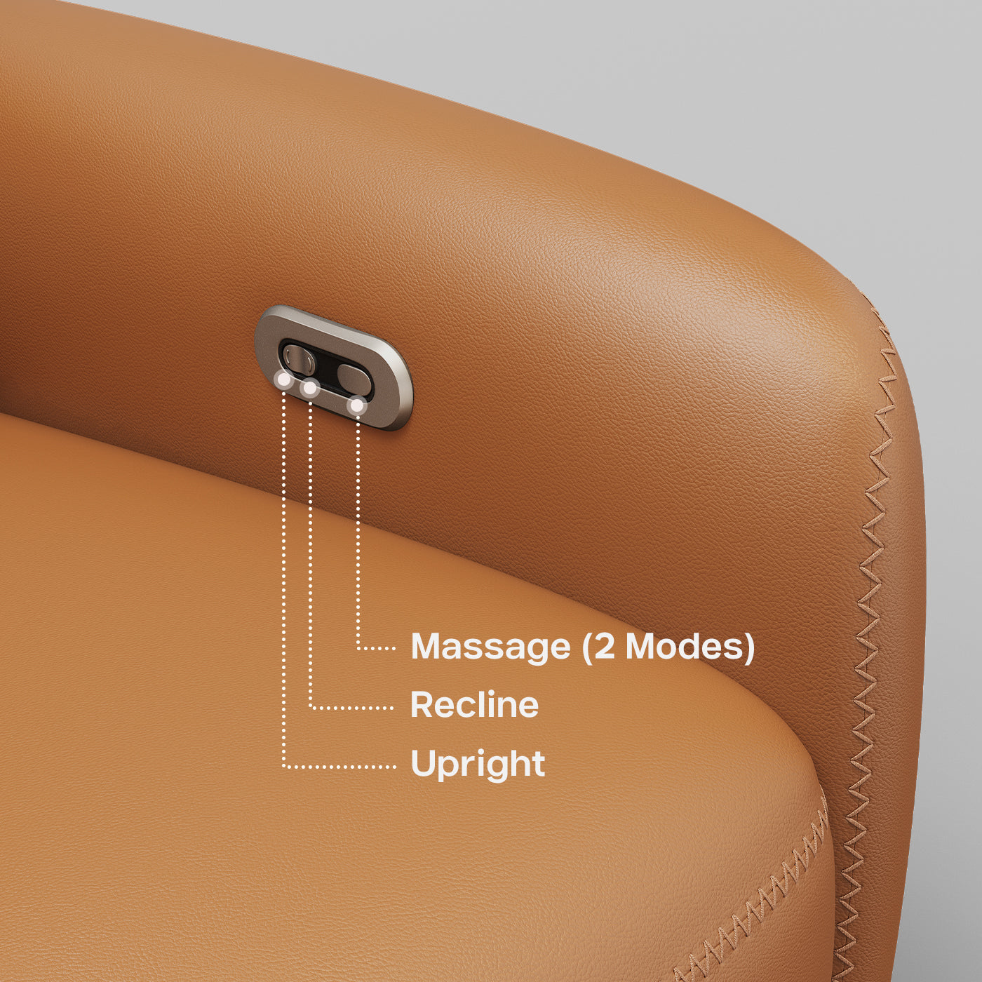 AeroStretch Massage Edition Power Leather Reclining Sofa with Adjustable Headrest